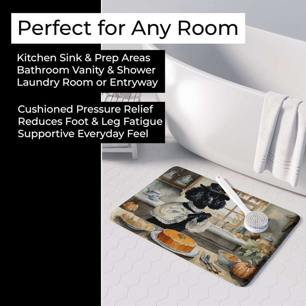 Poodle Fall Kitchen Pumpkins Memory Foam Kitchen Mat Machine Washable Anti-Fatigue Cushion Comfort Bath or Kitchen Rug