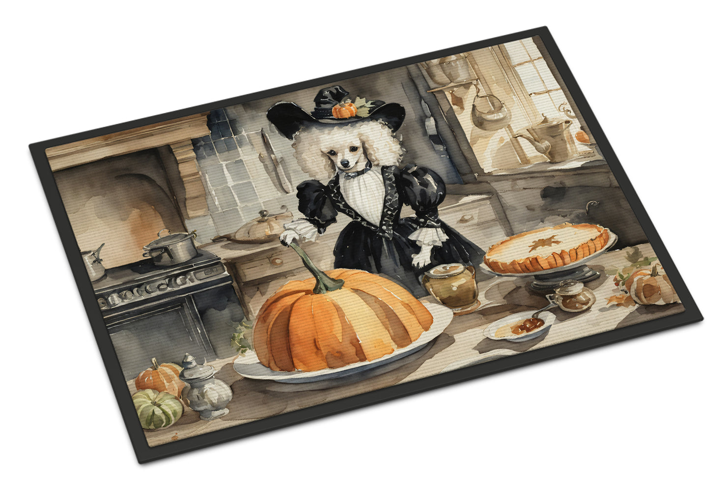 Poodle Fall Kitchen Pumpkins Doormat Indoor Outdoor 24H X 36W Front Door Mat Rugs for Entryway, Non Slip Washable Low Pile,