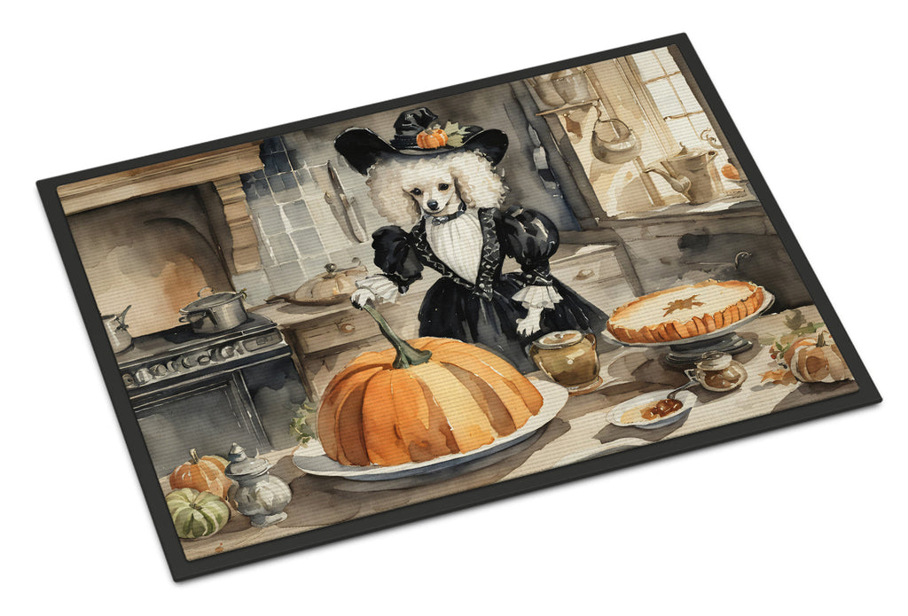 Poodle Fall Kitchen Pumpkins Doormat Indoor Outdoor 18H X 27W Front Door Mat Rugs for Entryway, Non Slip Washable