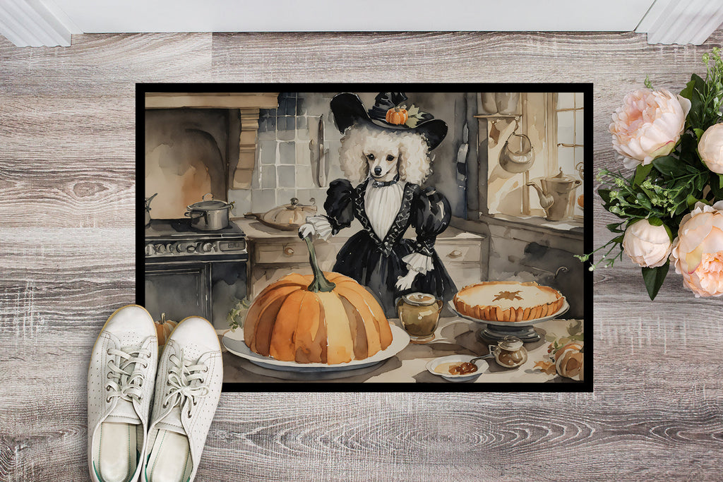 Poodle Fall Kitchen Pumpkins Doormat Indoor Outdoor 18H X 27W Front Door Mat Rugs for Entryway, Non Slip Washable