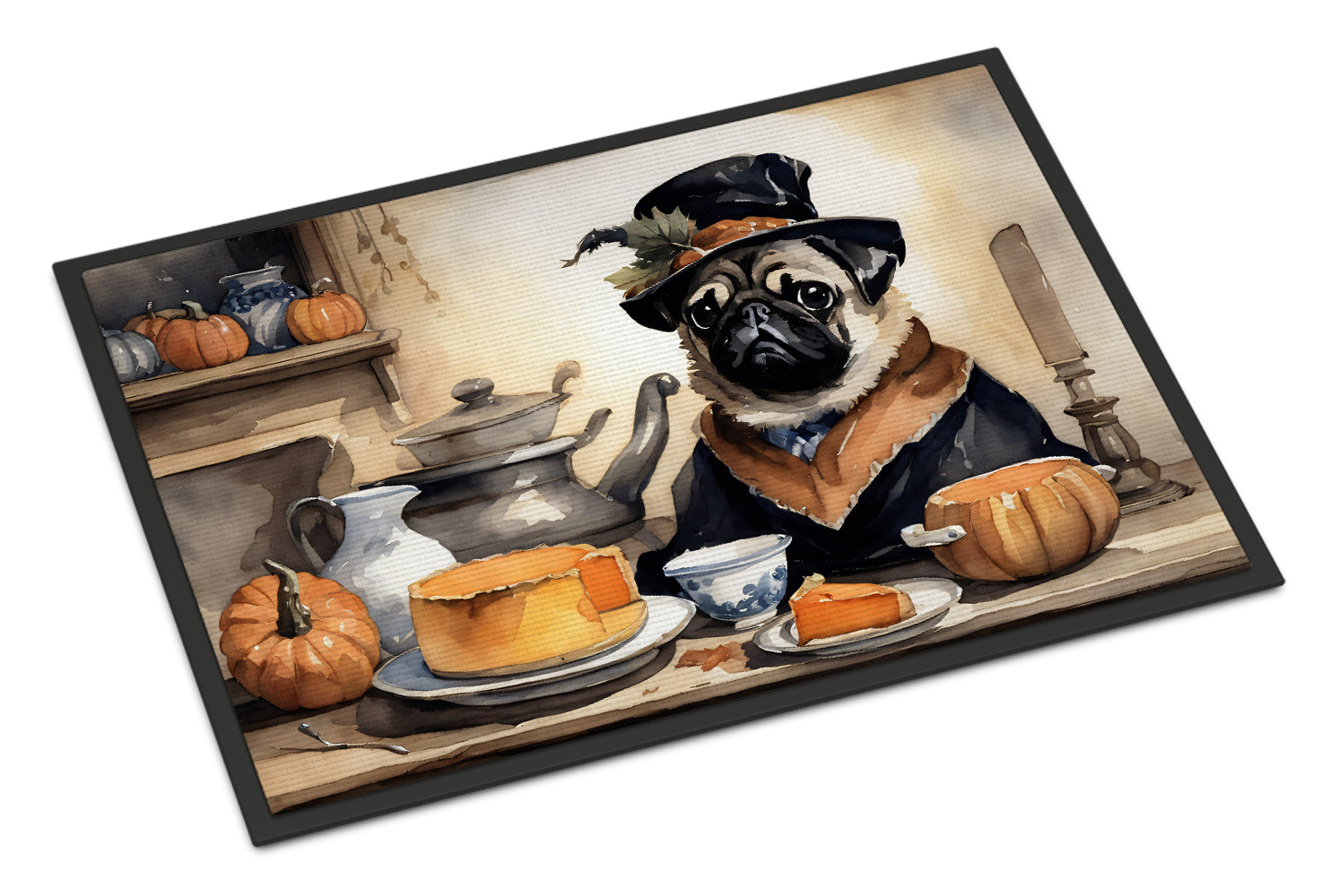 Pug Fall Kitchen Pumpkins Doormat Indoor Outdoor 24H X 36W Front Door Mat Rugs for Entryway, Non Slip Washable Low Pile,
