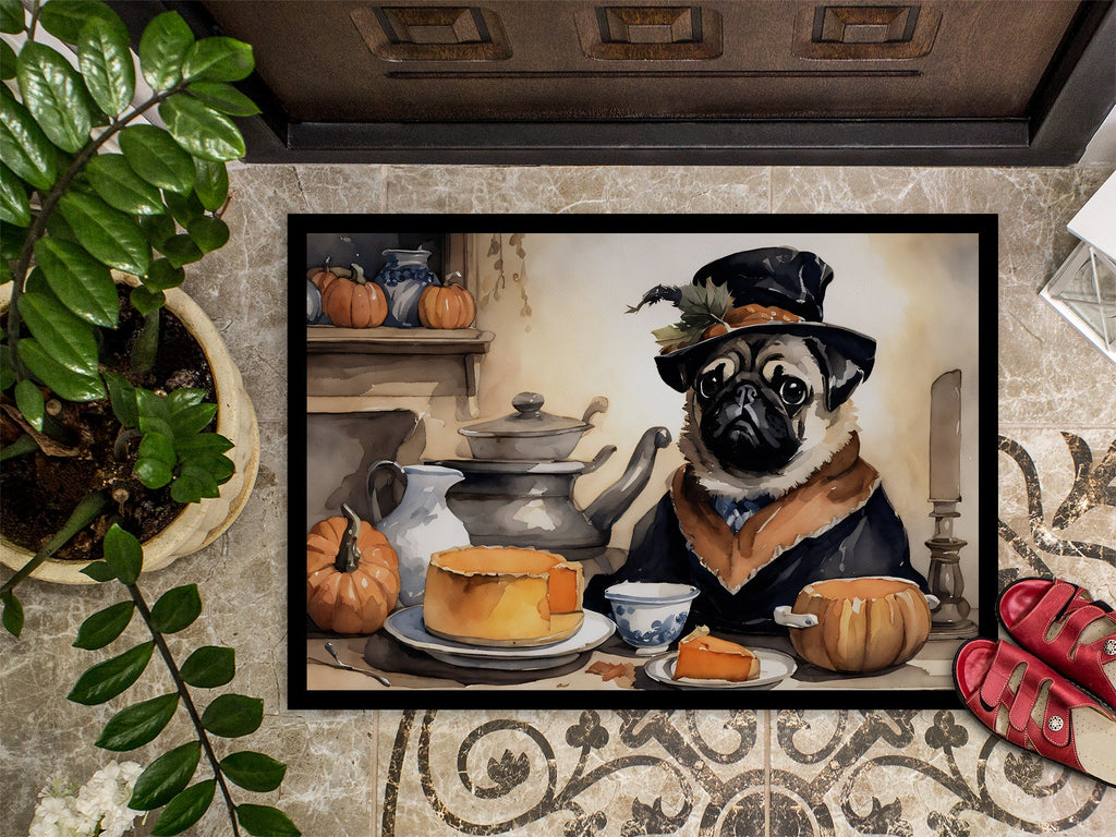 Pug Fall Kitchen Pumpkins Doormat Indoor Outdoor 24H X 36W Front Door Mat Rugs for Entryway, Non Slip Washable Low Pile,