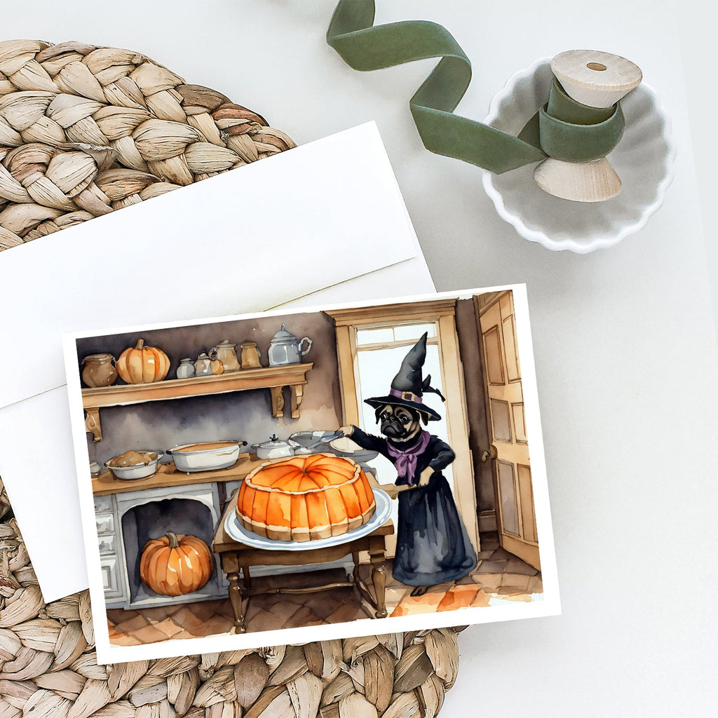 Pug Fall Kitchen Pumpkins Greeting Cards Pack of 8 Blank Cards with Envelopes Whimsical A7 Size 5x7
