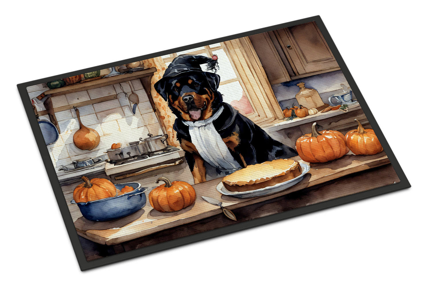Rottweiler Fall Kitchen Pumpkins Doormat Indoor Outdoor 18H X 27W Front Door Mat Rugs for Entryway, Non Slip Washable