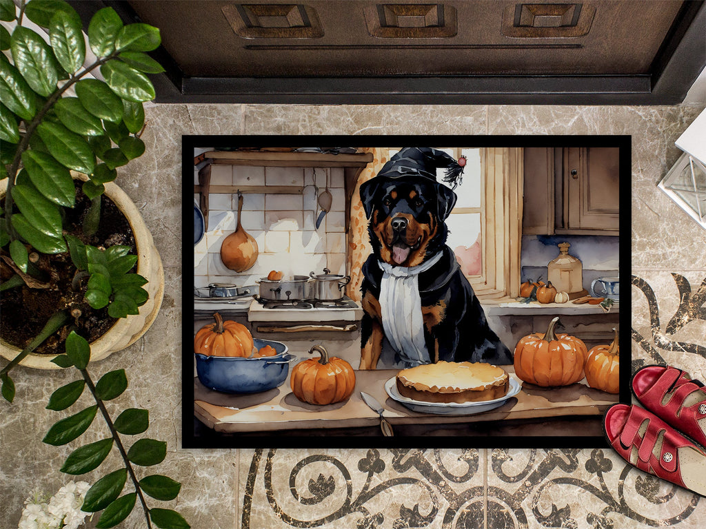 Rottweiler Fall Kitchen Pumpkins Doormat Indoor Outdoor 18H X 27W Front Door Mat Rugs for Entryway, Non Slip Washable