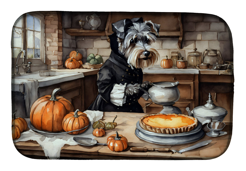 Schnauzer Fall Kitchen Pumpkins Dish Drying Mat Absorbent Dish Drying Mat Pad for Kitchen Counter Dish Drainer Mat for Countertop, 14 x 21", Multicolor