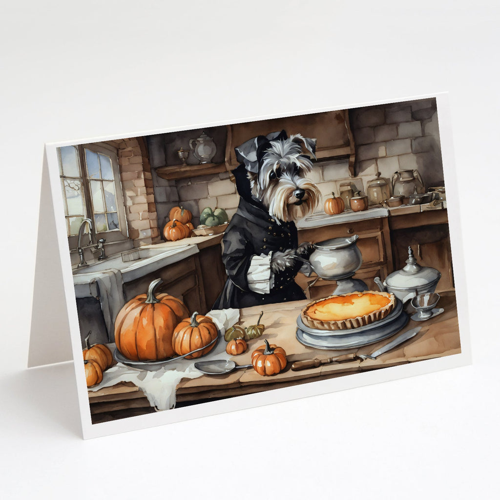 Schnauzer Fall Kitchen Pumpkins Greeting Cards Pack of 8 Blank Cards with Envelopes Whimsical A7 Size 5x7