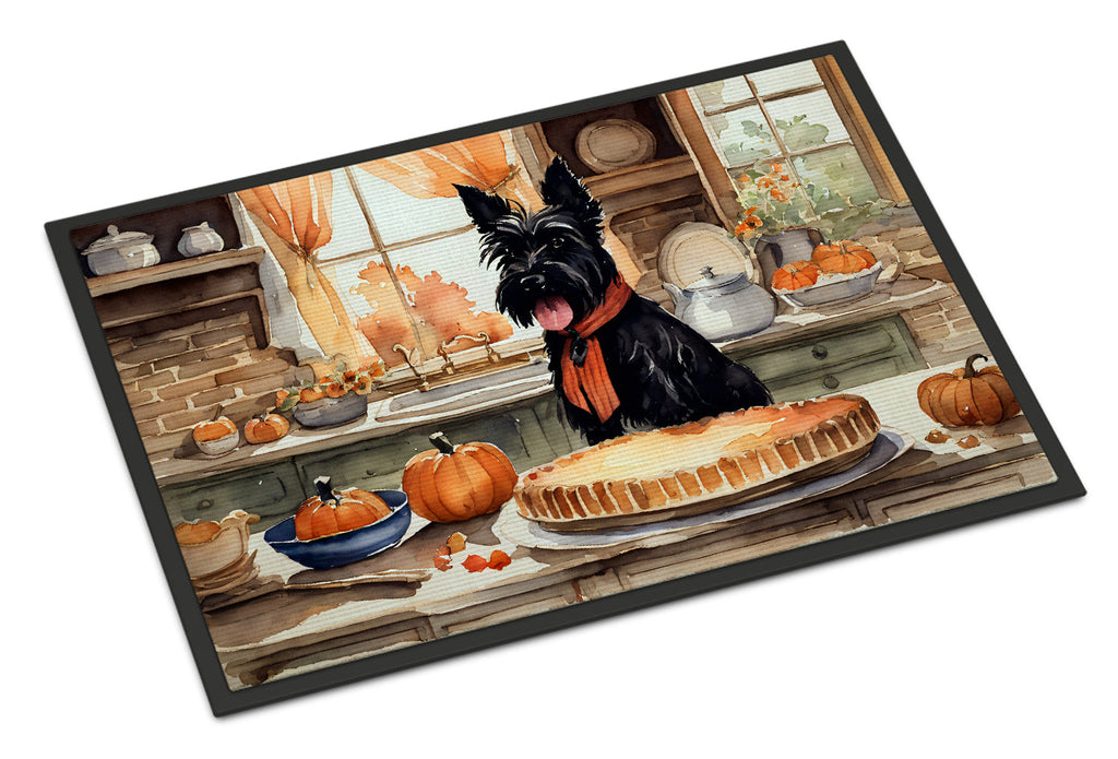 Scottish Terrier Fall Kitchen Pumpkins Doormat Indoor Outdoor 24H X 36W Front Door Mat Rugs for Entryway, Non Slip Washable Low Pile,