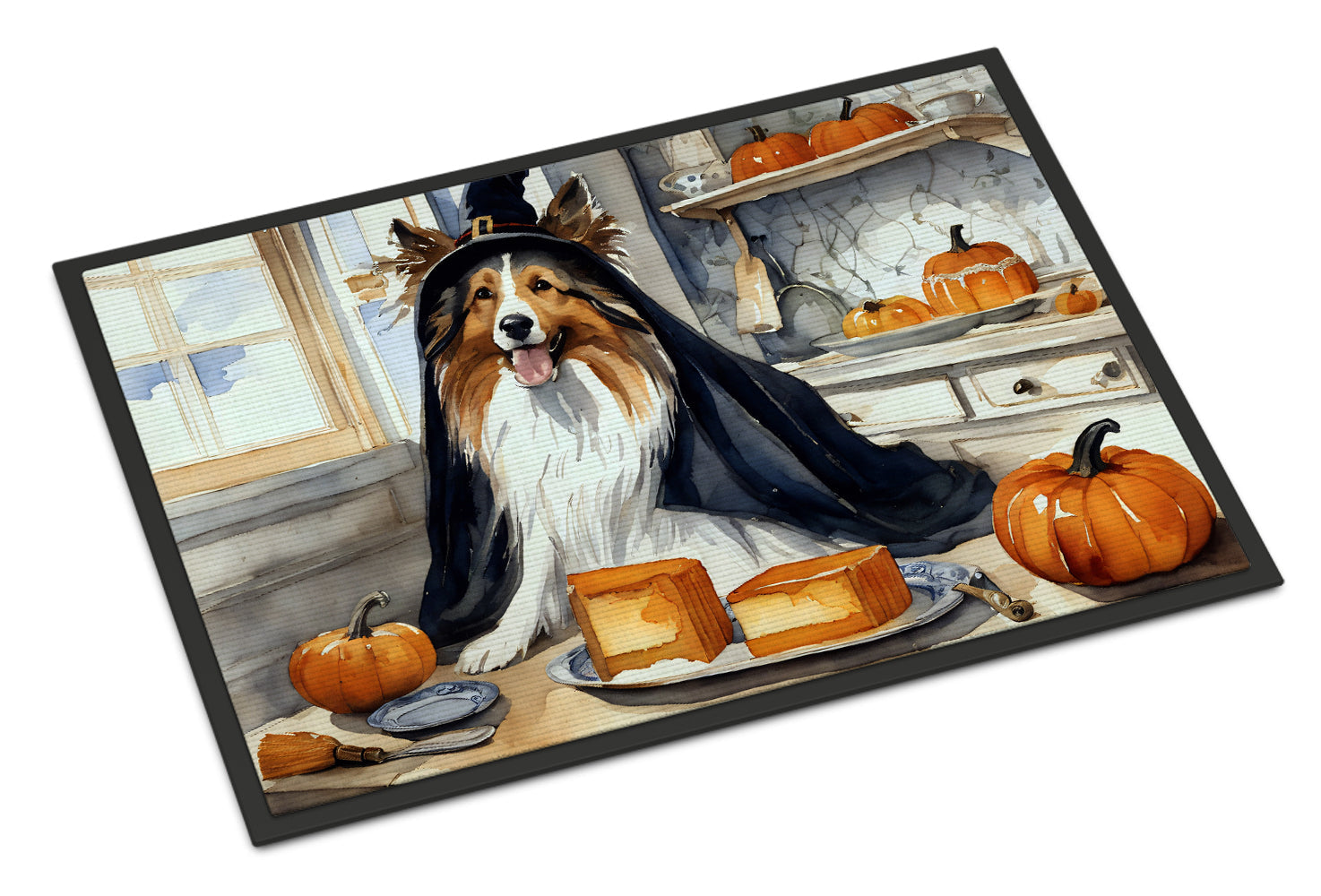 Sheltie Fall Kitchen Pumpkins Doormat Indoor Outdoor 24H X 36W Front Door Mat Rugs for Entryway, Non Slip Washable Low Pile,