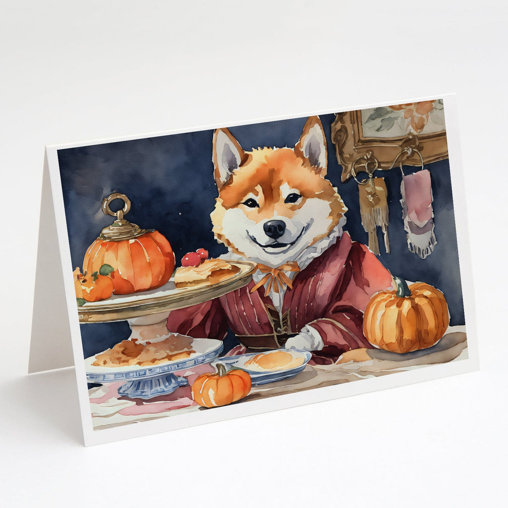 Shiba Inu Fall Kitchen Pumpkins Greeting Cards Pack of 8 Blank Cards with Envelopes Whimsical A7 Size 5x7