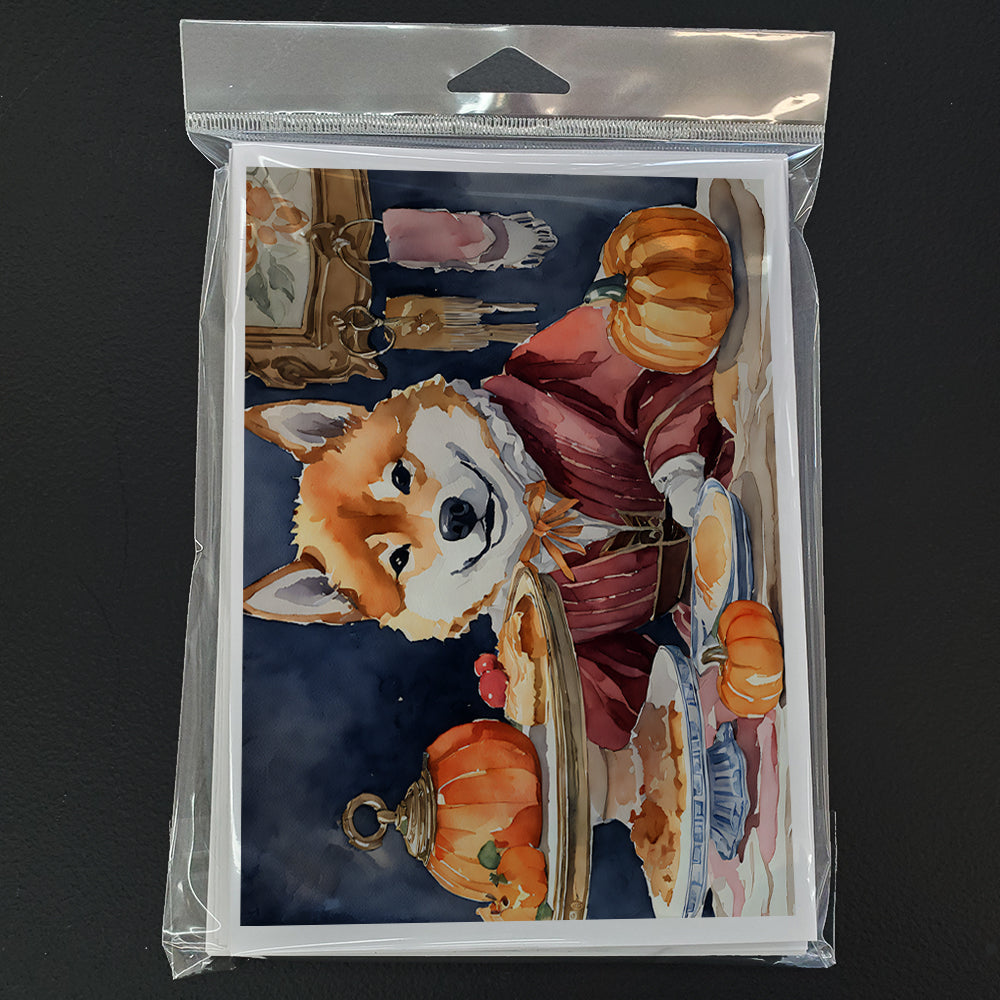 Shiba Inu Fall Kitchen Pumpkins Greeting Cards Pack of 8 Blank Cards with Envelopes Whimsical A7 Size 5x7