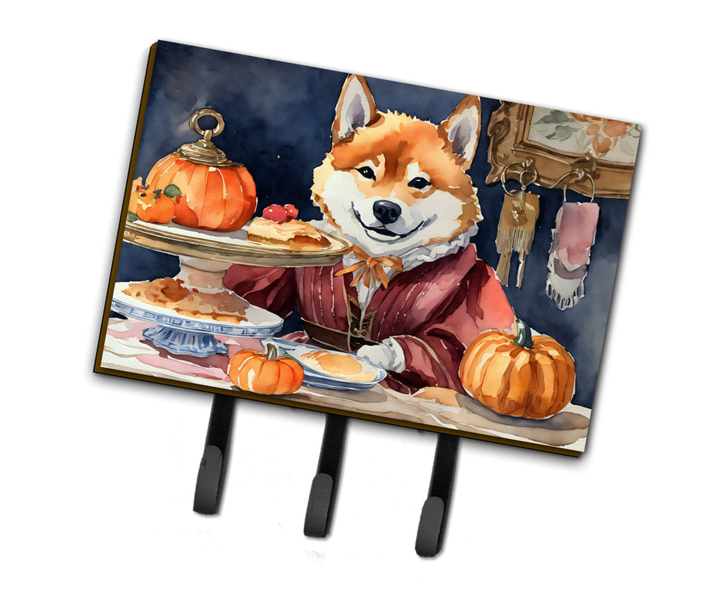 Shiba Inu Fall Kitchen Pumpkins Leash or Key Holder Wall Hooks, Coat Rack Wall Mount, for Hanging Keys, Towels, Aprons, Leashes