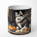 Siberian Husky Fall Kitchen Pumpkins Decorative Soy Candle Nature Soy Wax Essential Oil Home Decor Ideal for Bedroom Kitchen Bath Office Gift, 10 oz