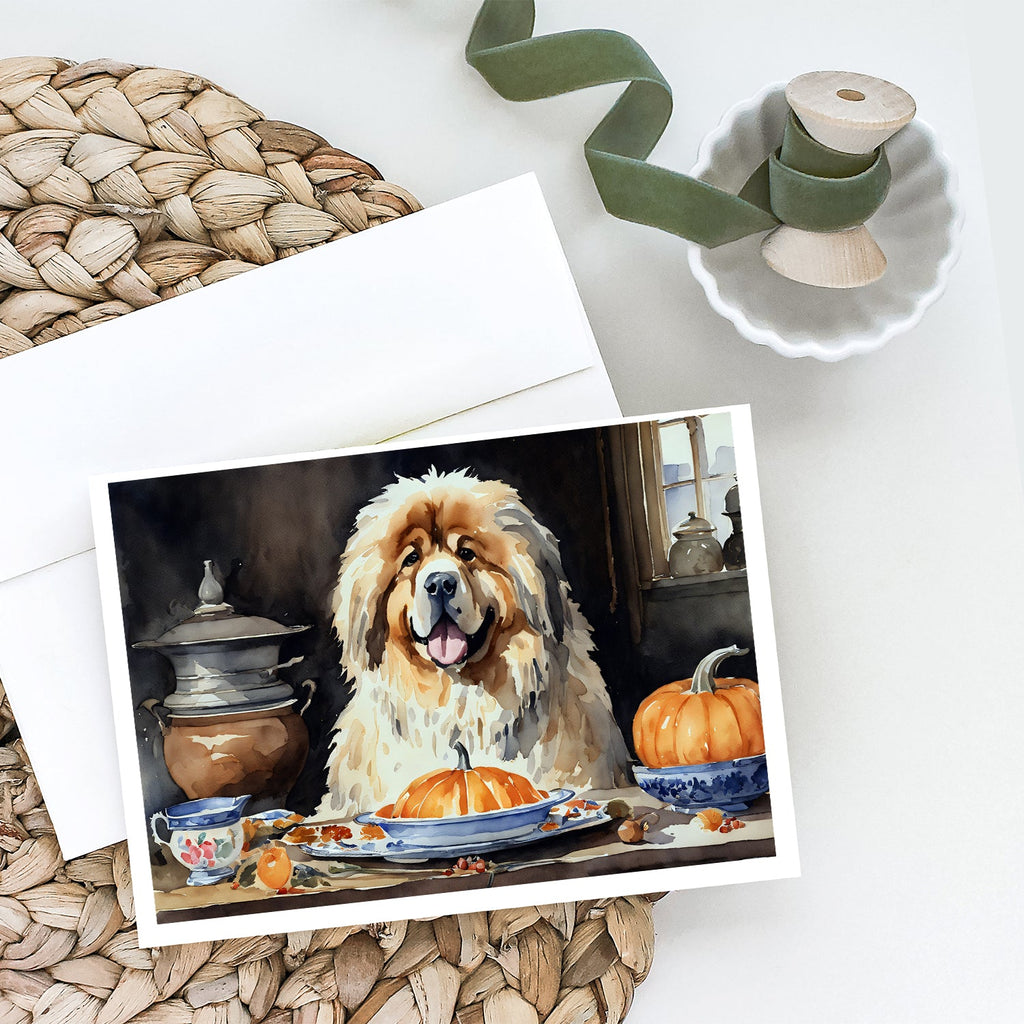 Tibetan Mastiff Fall Kitchen Pumpkins Greeting Cards Pack of 8 Blank Cards with Envelopes Whimsical A7 Size 5x7