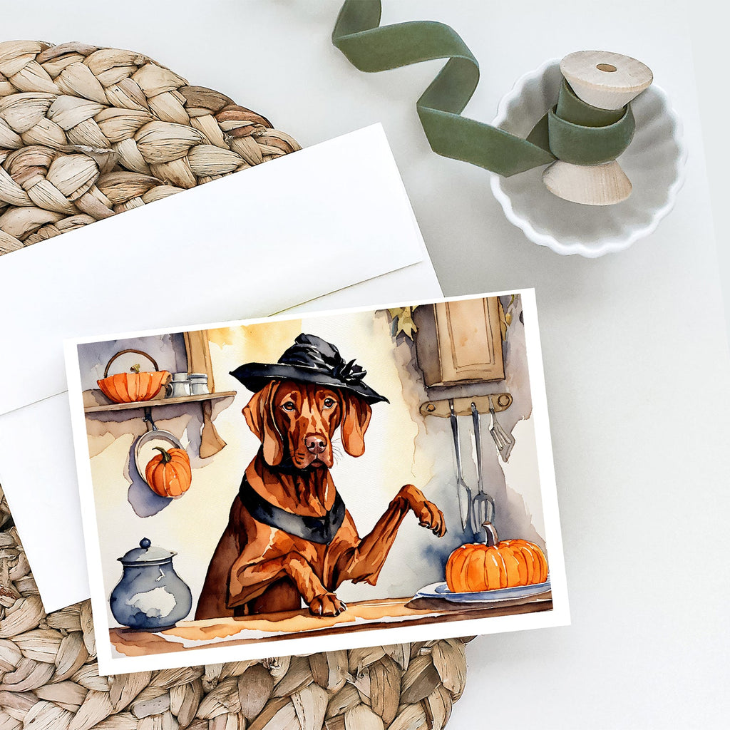 Vizsla Fall Kitchen Pumpkins Greeting Cards Pack of 8 Blank Cards with Envelopes Whimsical A7 Size 5x7