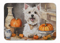 Westie Fall Kitchen Pumpkins Memory Foam Kitchen Mat Machine Washable Anti-Fatigue Cushion Comfort Bath or Kitchen Rug