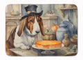 Basset Hound Fall Kitchen Pumpkins Memory Foam Kitchen Mat Machine Washable Anti-Fatigue Cushion Comfort Bath or Kitchen Rug