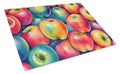 Colorful Apples Cutting Board Tempered Glass Kitchen Cutting Surface, Heat Resistant Chopping, Non-Slip Feet, Food Prep & Serving