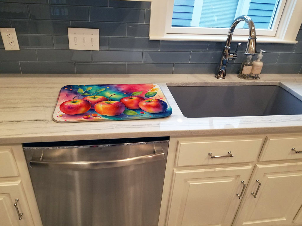 Colorful Apples Dish Drying Mat Absorbent Dish Drying Mat Pad for Kitchen Counter Dish Drainer Mat for Countertop, 14 x 21", Multicolor