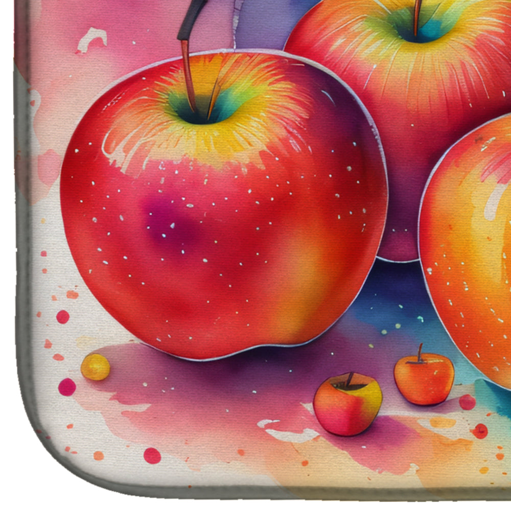 Colorful Apples Dish Drying Mat Absorbent Dish Drying Mat Pad for Kitchen Counter Dish Drainer Mat for Countertop, 14 x 21", Multicolor