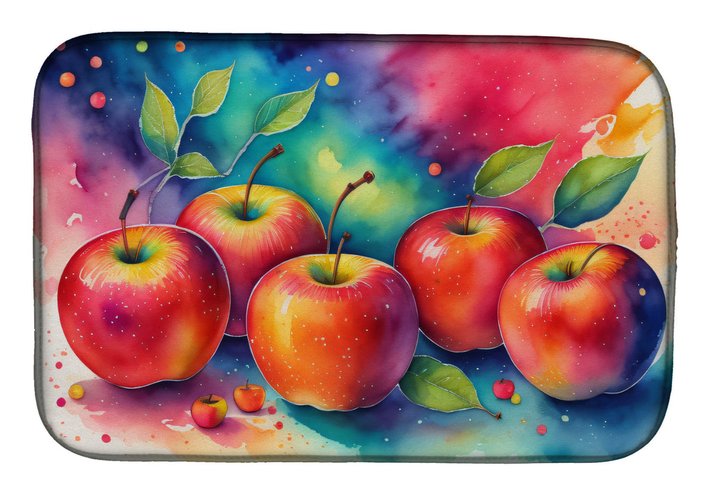 Colorful Apples Dish Drying Mat Absorbent Dish Drying Mat Pad for Kitchen Counter Dish Drainer Mat for Countertop, 14 x 21", Multicolor