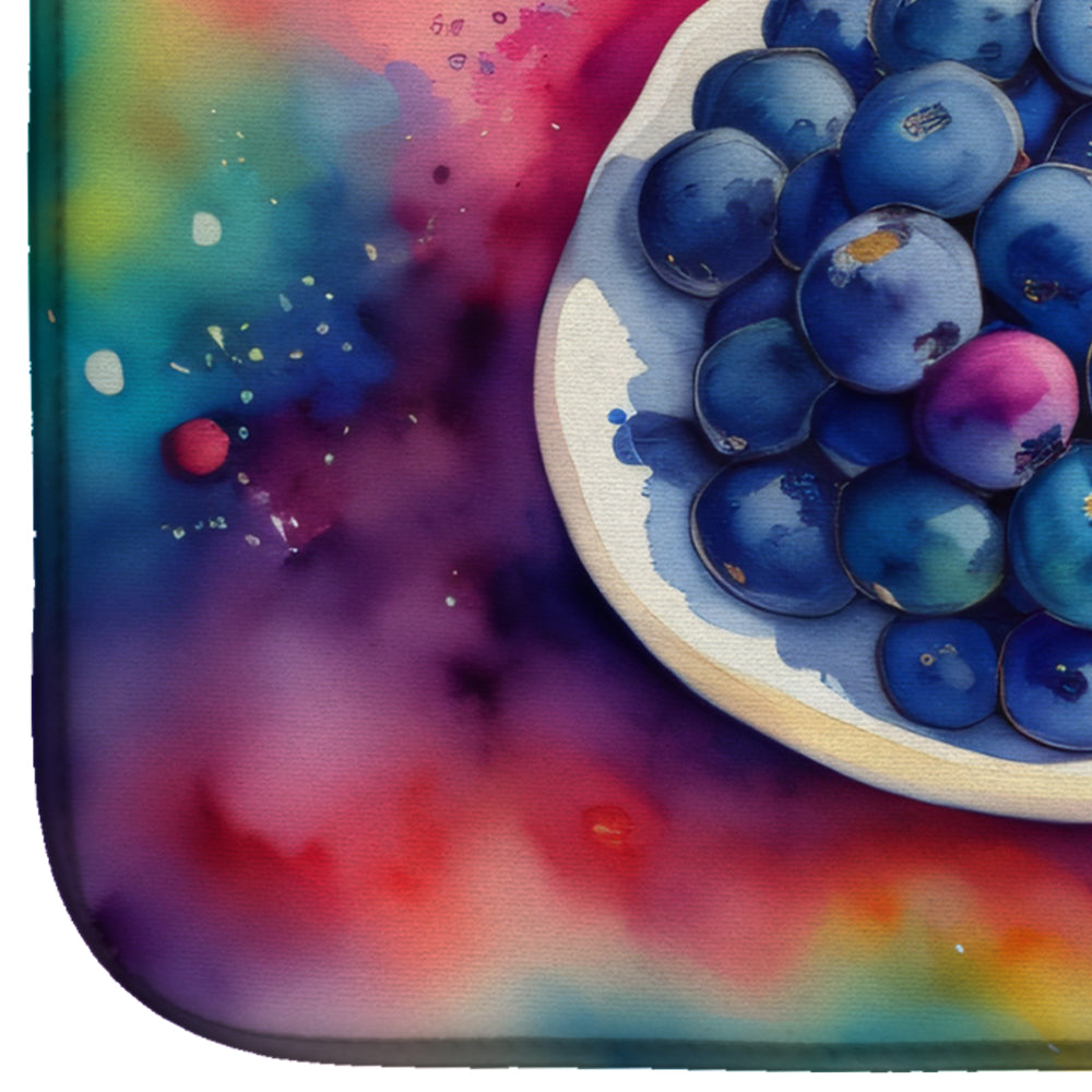 Colorful Blueberries Dish Drying Mat Absorbent Dish Drying Mat Pad for Kitchen Counter Dish Drainer Mat for Countertop, 14 x 21", Multicolor
