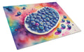 Colorful Blueberries Cutting Board Tempered Glass Kitchen Cutting Surface, Heat Resistant Chopping, Non-Slip Feet, Food Prep & Serving