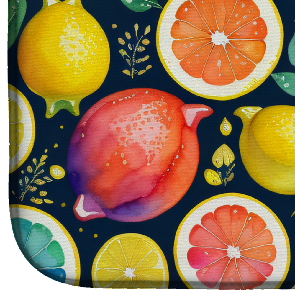 Colorful Lemons Dish Drying Mat Absorbent Dish Drying Mat Pad for Kitchen Counter Dish Drainer Mat for Countertop, 14 x 21", Multicolor