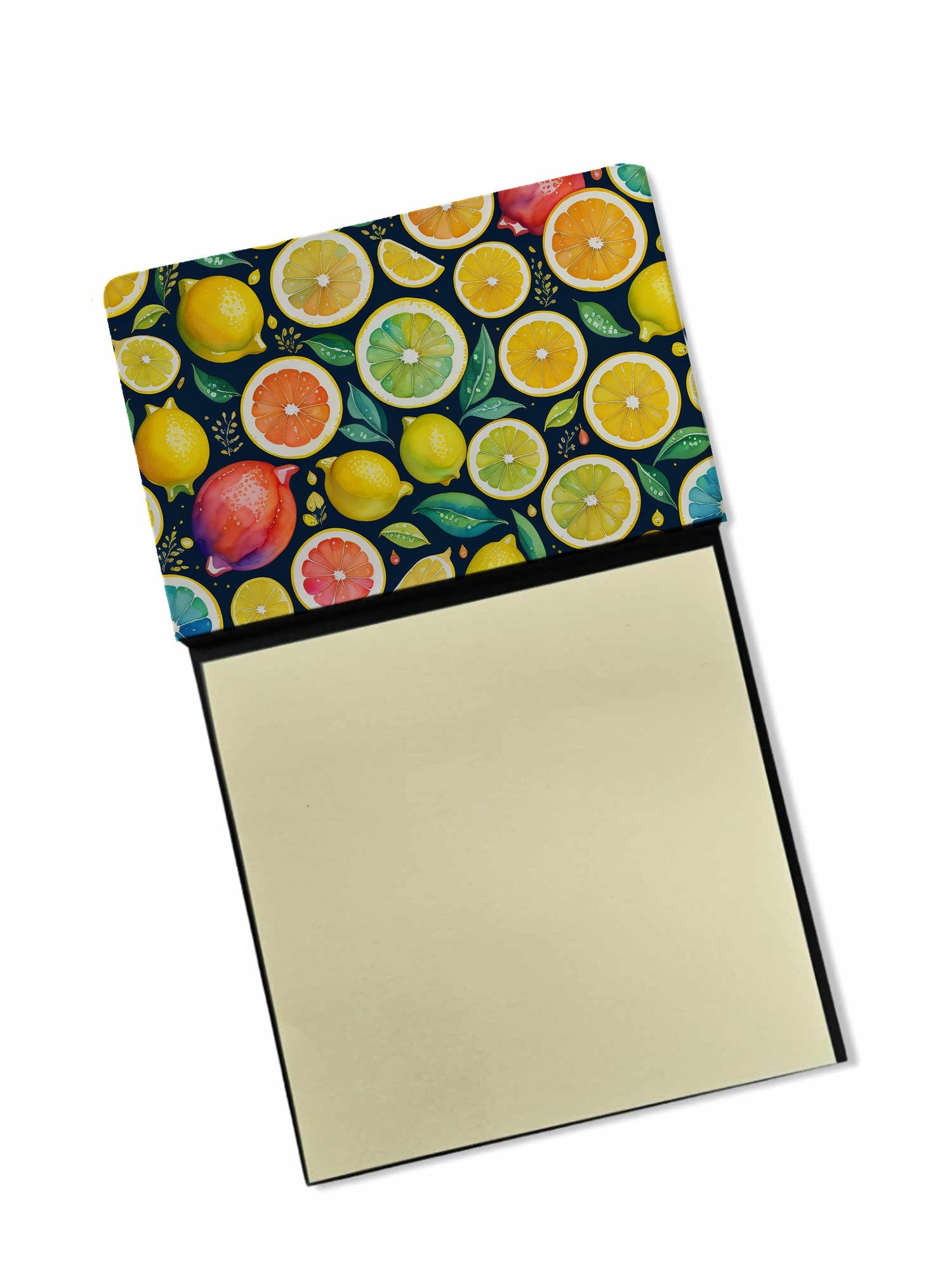 Colorful Lemons Watercolor Sticky Note Holder Refillable Dispenser Desk Accessory 3x3 Pad Gift