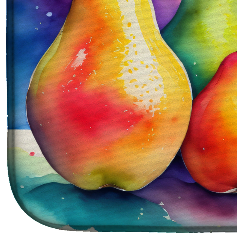 Colorful Pears Dish Drying Mat Absorbent Dish Drying Mat Pad for Kitchen Counter Dish Drainer Mat for Countertop, 14 x 21", Multicolor