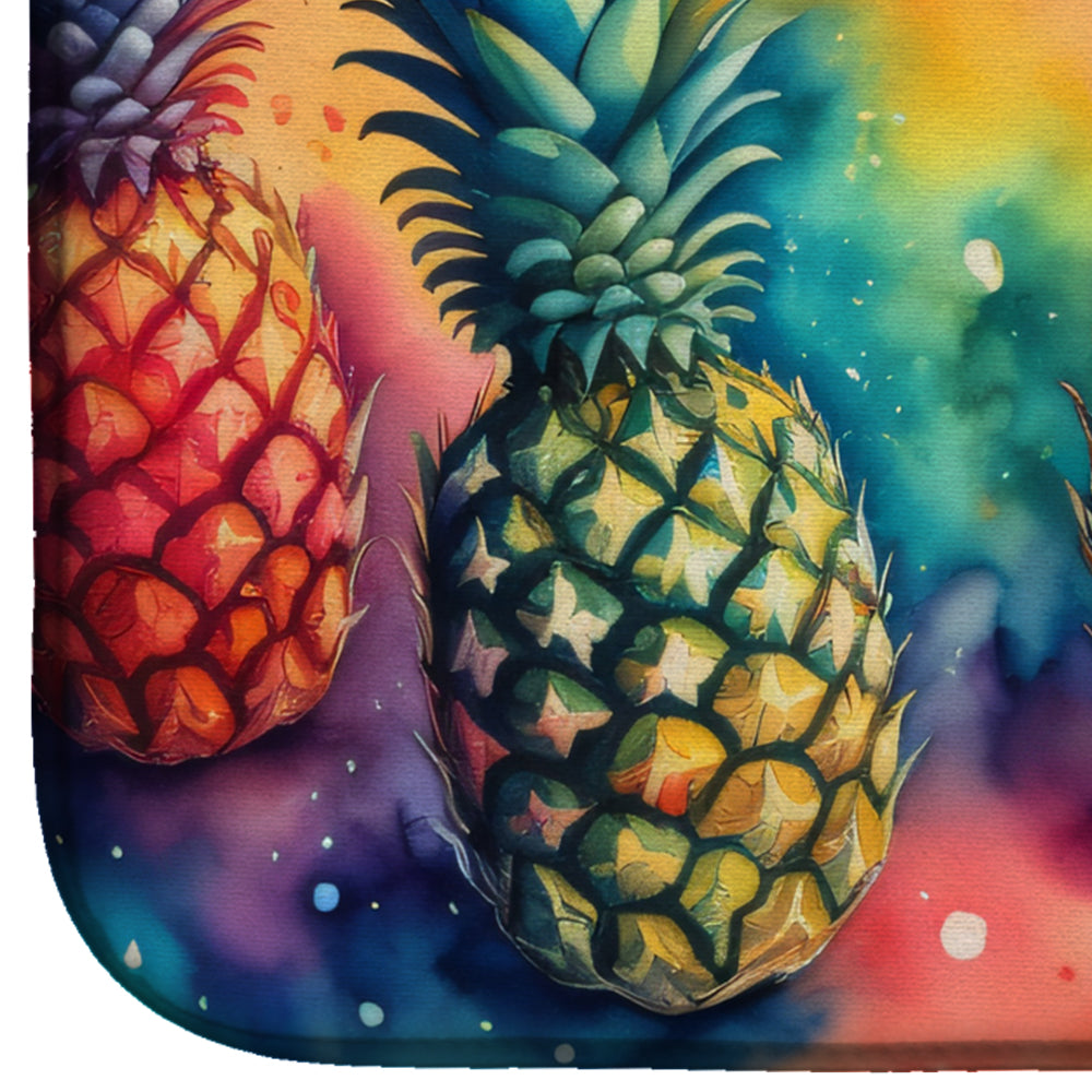 Colorful Pineapples Dish Drying Mat Absorbent Dish Drying Mat Pad for Kitchen Counter Dish Drainer Mat for Countertop, 14 x 21", Multicolor