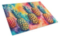 Colorful Pineapples Cutting Board Tempered Glass Kitchen Cutting Surface, Heat Resistant Chopping, Non-Slip Feet, Food Prep & Serving