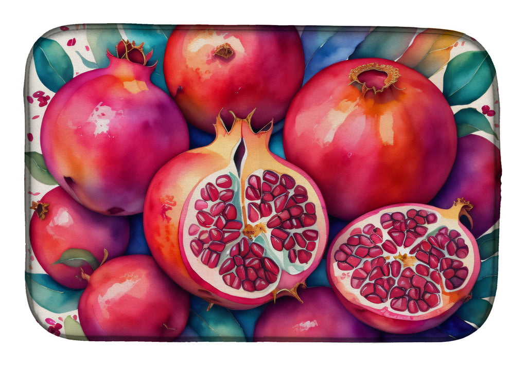 Colorful Pomegranates Dish Drying Mat Absorbent Dish Drying Mat Pad for Kitchen Counter Dish Drainer Mat for Countertop, 14 x 21", Multicolor