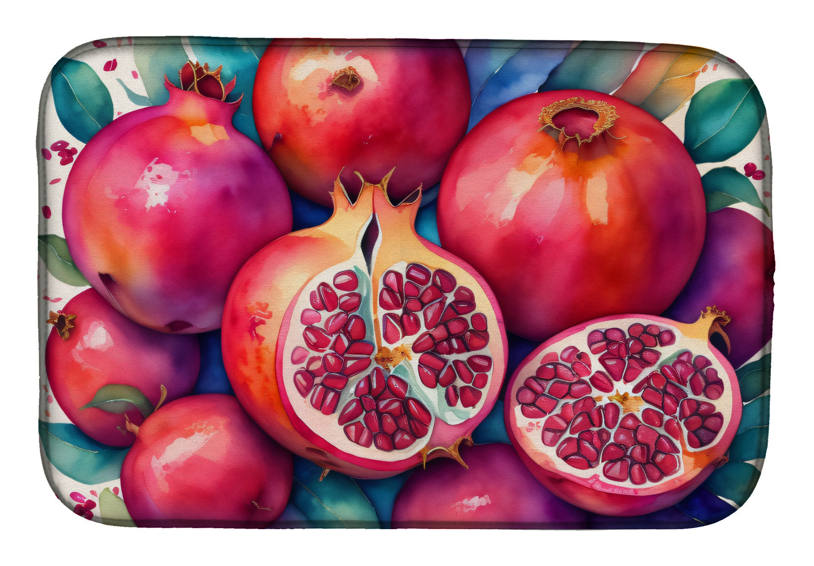 Colorful Pomegranates Dish Drying Mat Absorbent Dish Drying Mat Pad for Kitchen Counter Dish Drainer Mat for Countertop, 14 x 21", Multicolor