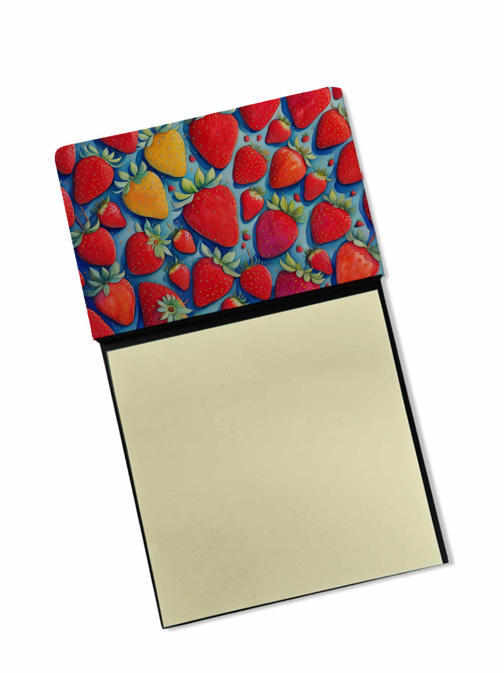 Colorful Strawberries Watercolor Sticky Note Holder Refillable Dispenser Desk Accessory 3x3 Pad Gift