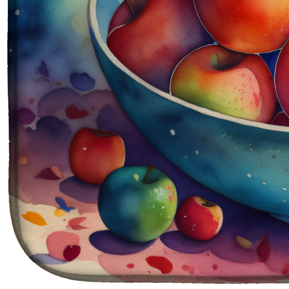Colorful Apples Dish Drying Mat Absorbent Dish Drying Mat Pad for Kitchen Counter Dish Drainer Mat for Countertop, 14 x 21", Multicolor