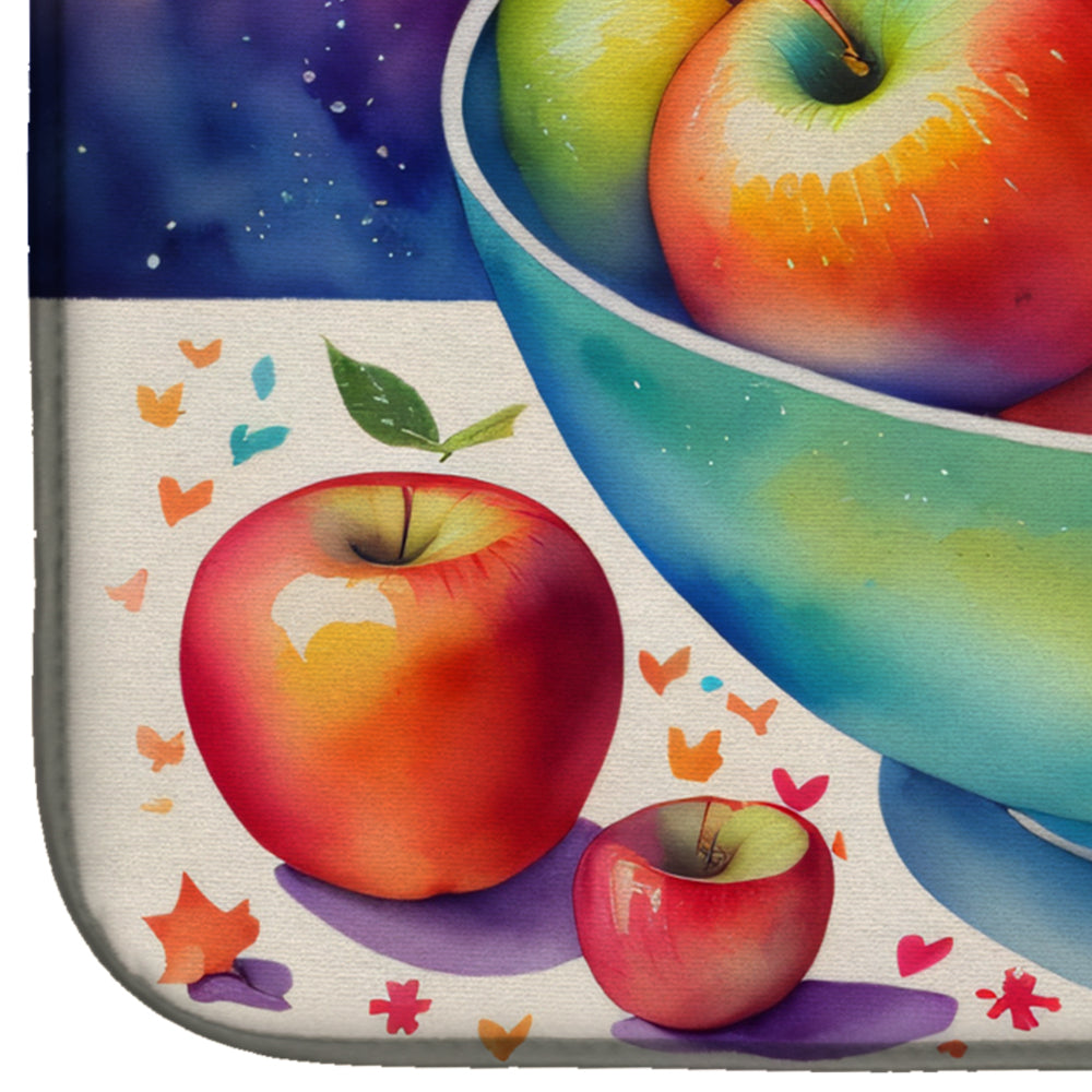 Colorful Apples Dish Drying Mat Absorbent Dish Drying Mat Pad for Kitchen Counter Dish Drainer Mat for Countertop, 14 x 21", Multicolor