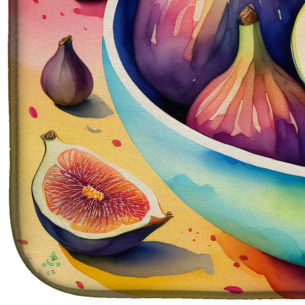 Colorful Figs Dish Drying Mat Absorbent Dish Drying Mat Pad for Kitchen Counter Dish Drainer Mat for Countertop, 14 x 21", Multicolor