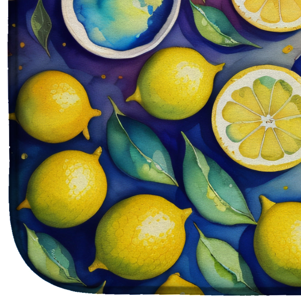 Colorful Lemons Dish Drying Mat Absorbent Dish Drying Mat Pad for Kitchen Counter Dish Drainer Mat for Countertop, 14 x 21", Multicolor