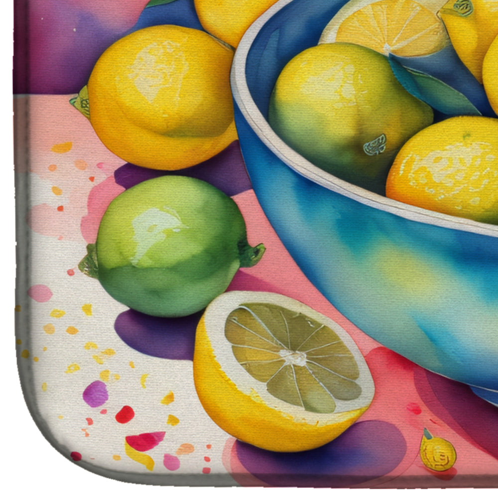 Colorful Lemons Dish Drying Mat Absorbent Dish Drying Mat Pad for Kitchen Counter Dish Drainer Mat for Countertop, 14 x 21", Multicolor