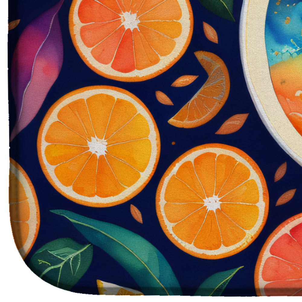 Colorful Oranges Dish Drying Mat Absorbent Dish Drying Mat Pad for Kitchen Counter Dish Drainer Mat for Countertop, 14 x 21", Multicolor