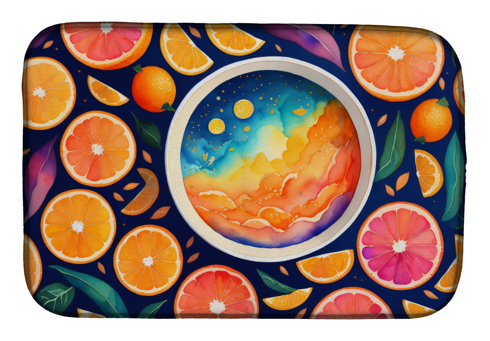 Colorful Oranges Dish Drying Mat Absorbent Dish Drying Mat Pad for Kitchen Counter Dish Drainer Mat for Countertop, 14 x 21", Multicolor
