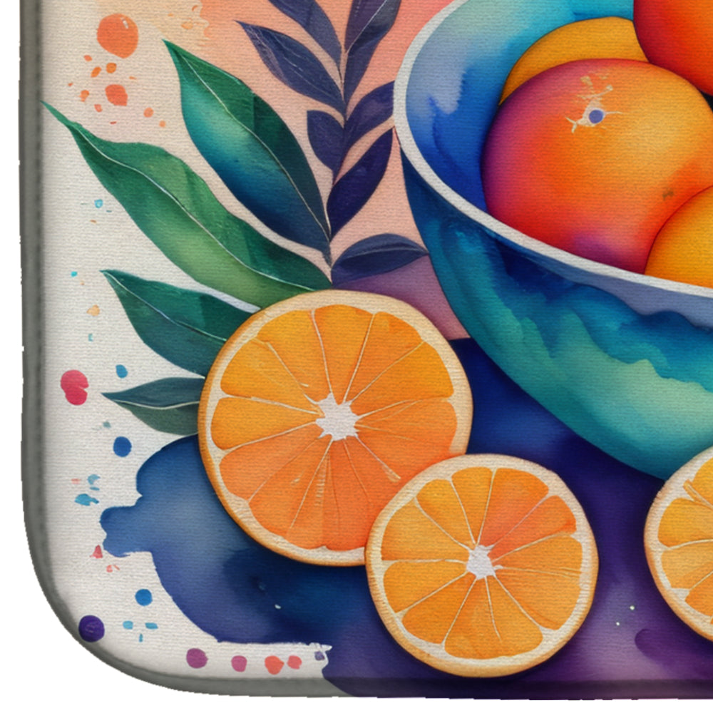 Colorful Oranges Dish Drying Mat Absorbent Dish Drying Mat Pad for Kitchen Counter Dish Drainer Mat for Countertop, 14 x 21", Multicolor