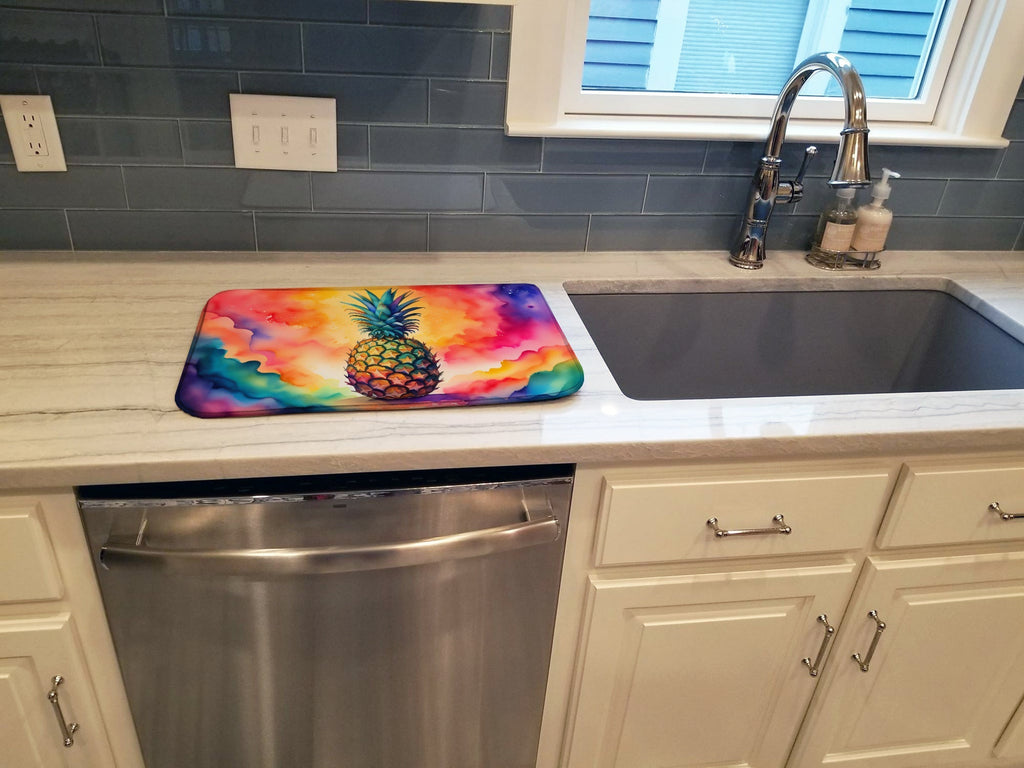 Colorful Pineapple Dish Drying Mat Absorbent Dish Drying Mat Pad for Kitchen Counter Dish Drainer Mat for Countertop, 14 x 21", Multicolor