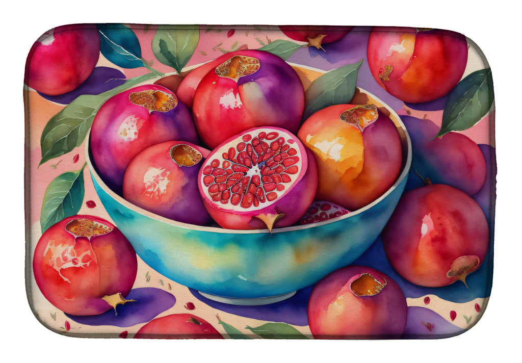 Colorful Pomegranates Dish Drying Mat Absorbent Dish Drying Mat Pad for Kitchen Counter Dish Drainer Mat for Countertop, 14 x 21", Multicolor