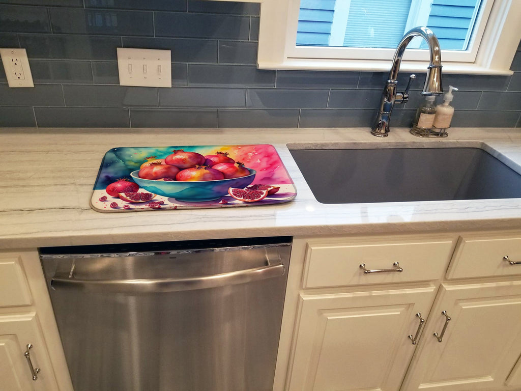 Colorful Pomegranates Dish Drying Mat Absorbent Dish Drying Mat Pad for Kitchen Counter Dish Drainer Mat for Countertop, 14 x 21", Multicolor