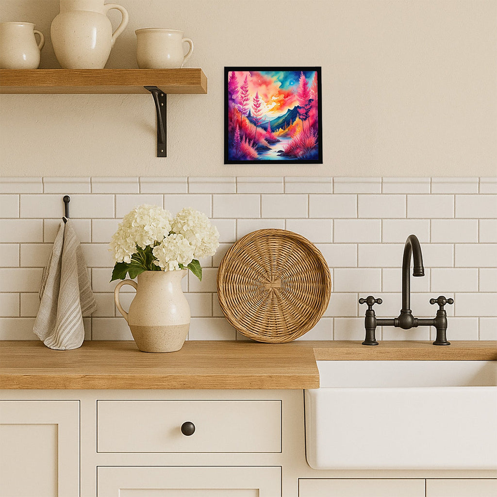 Colorful Astilbe Framed Metal Print Bathroom, Kitchen, Office, Home Decor Wall Art Ready to Hang, Square, 8X8