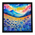 Colorful Blue Cornflowers Framed Metal Print Bathroom, Kitchen, Office, Home Decor Wall Art Ready to Hang, Square, 8X8