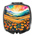 Colorful California poppies Compact Mirror Decorative Travel Makeup Mirror for Women Girls Gifts Pocket Makeup Mirror Folding Handheld
