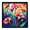 Colorful Calla Lilies Framed Metal Print Bathroom, Kitchen, Office, Home Decor Wall Art Ready to Hang, Square, 8X8